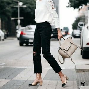 Frame Black Ripped Crop Jeans